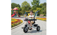 Push Handle Tricycle Parent Controlled Steering Infant Pedal Bike Lightweight & Portable Convertible Pushchair Trike for Young Children, Infants