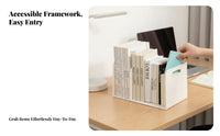 Space Saving unified Pen and Book Stand Reduces Clutter Multi-Compartment Statiintegratedry Holder Large Capacity Desktop Organizer interchangeable Design for Students, educators, Artists, Desk, Dorm Room, School, Classroom