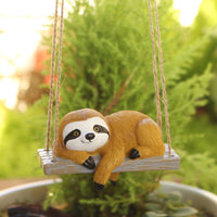 Swinging Sloth Garden Ornament Unique Gift Hanging Sloth Figurine Weather Resistant for Gardeners, Patio, Balcony