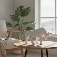 Geometric Financial District Bull Statue Faceted Abstract Bull Sculpture Collectible Decor Modern for Minimalists, Study, Entryway