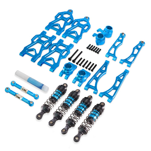 1/16 Scale RC Car Metal Upgrade Set High Strength RC Car Aluminum Shock System Kit Aluminum Steering and Shock System Parts
