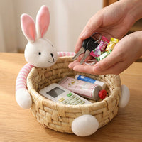Easter Bunny Container Cute Design Woven Bunny Basket Versatile Woven Animal Container for Parents, Spring Celebrations, Table Centerpiece, Picnics