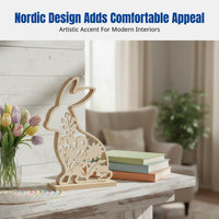 Easter Bunny Wooden 3D Decoration, Hollow-Carved Creative Decor, Home Decoration, Seasonal Holiday