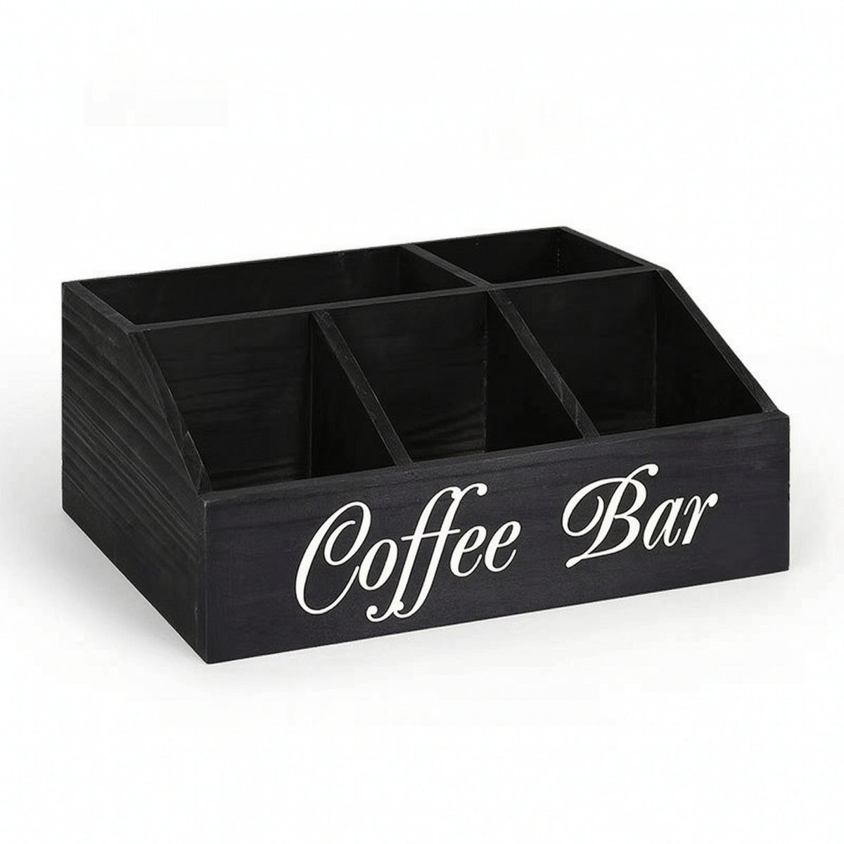 Coffee Bar Organizer Wooden Desktop Coffee Organizer Storage Box Divided Holder Slanted for Office Breakroom
