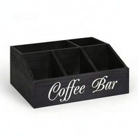 Coffee Bar Organizer Wooden Desktop Coffee Organizer Storage Box Divided Holder Slanted for Office Breakroom