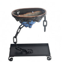 Iron Chain Ceramic Hanging Planter Glossy Tabletop Planter Display Textured Ceramic Hanging Pot Black