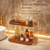 Cosmetics Organizer 2 Tier Acrylic, Stackable Makeup Holder for Vanity Table, Bathroom Organiser Storage and Skincare Display Box