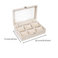 Watch Storage Box with Clear Lid Compact 6-Slot Watch Organizer Shielded for Men, Dresser, Nightstand, Closet