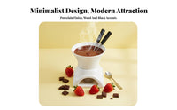 Chocolate Fondue Pot Easy to Clean Cheese Melting Pot Ceramic Fondue Set Dishwasher Safe Countertop Cookware Anti-Slip Design