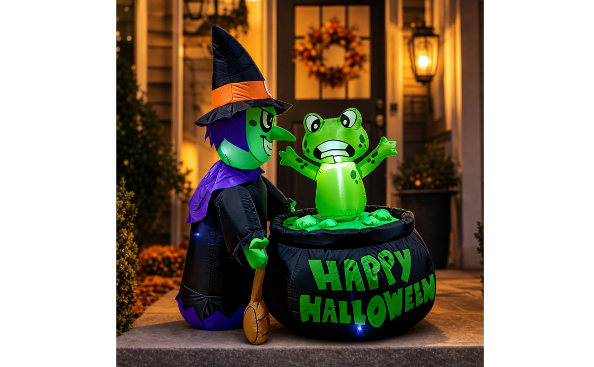 Halloween Inflatable Witch and Pot Inflatable Witch with Pot Outdoor Yard Decoration for Homeowners, Families, Lawn