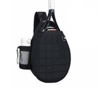 Large Capacity Tennis Racket Sling Bag Lightweight Badminton Racket Crossbody Bag Water Bottle Holder Quilted Tennis Backpack for Women