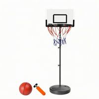 Rectangular Backboard Portable Basketball Stand Metal Frame Adjustable Basketball Hoop Netted Rim Sports Equipment