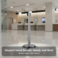 Rustproof Retractable Belt Stanchion Long-Lasting Construction Stainless Steel Queue Post Heavy-Duty Base Belt Barrier Post Easy Assembly for Event Organizers, Venue Managers, Business Owners, Airports, Hotels, Retail Stores, Shopping Malls