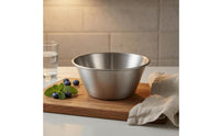 Round Stainless Steel Bowl Wide Rolled Rim Stainless Steel Mixing Bowl Cooking Utensil Tapered Shape for Disinfection Cabinet