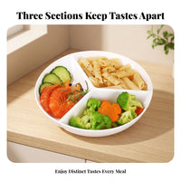 Porcelain Finish 3-Compartment Plate Glossy Surface Round Divided Plate Low Dividers