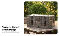 Rivet Details Decorative Storage Chest Distressed Gray Vintage Wooden Chest