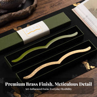 Brass Book Weight Versatile Calligraphy Brush Holder Antique Golden Finish