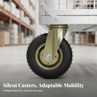 Steel Base Trolley Foldable Design Folding Base Cart Detachable Fences Flatbed Trolley with Wheels for Movers, Outdoor Market, Factory, Moving