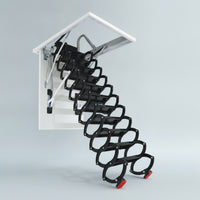 Folding Loft Staircase Overhead-Mounted Retractable Loft Ladder Space-Saving Pull down Attic Ladder for Homeowners, Builders, Mezzanine