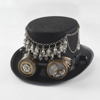Steampunk Top Hat with Goggles Felt Top Hat with Gears Gothic for Cosplayers, Actors