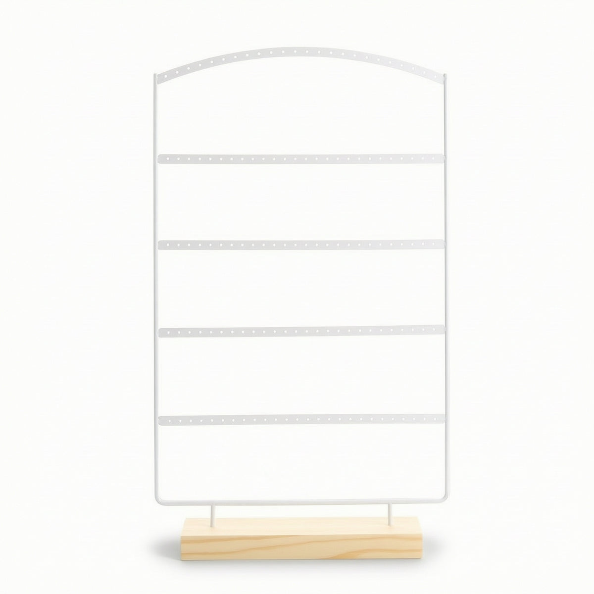 4-Tier Earring Display Stand Minimalist Earring Holder Organized Jewelry Display Rack with Wood Base Space-Saving for Boutiques, Dresser