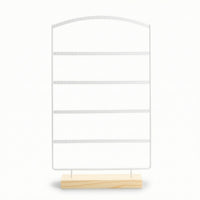 4-Tier Earring Display Stand Minimalist Earring Holder Organized Jewelry Display Rack with Wood Base Space-Saving for Boutiques, Dresser