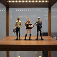 3 Pieces 1/64 Scale Biker Figures Highly Detailed Miniature Biker Realistic Details 1/64 Scale People Models for Collectors