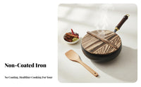 Flat Bottom Wok Large Capacity Household Wok Induction Frying Pan Thickened Deep Frying Pan Traditional Design