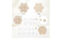 Wooden Milestone Board Flower-Shaped Baby Announcement Sign Milestone Board with Bag Double-Sided Boards Writable