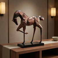 Geometric Horse Statue Modern Aluminum Equine Sculpture Decorative Room Decoration for Tabletop Display