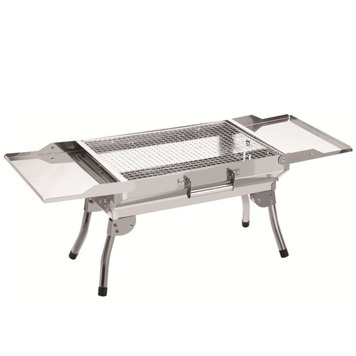 Foldable Portable Briquette Grill Metal Grill with Side Tables Compact Foldable Barbecue for Journeyers, Backyard