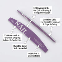 Nail Buffer for Shaping and Polishing, Washable Multi Sided Gel Board with Grit 120 180 for Technicians