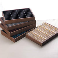 Walnut Finish 40-Slot Bracelet Tray Wood-Look Bracelet Organizer Tray Metal Loop Supports