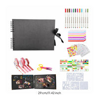 Scrapbook Album with Ribbon Closure Customizable Scrapbook Album with Spiral Binding DIY Memory Book for Crafters, Scrapbooking