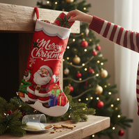 Christmas Stocking Gift Bag for Kids, Candy, and Decorations - Digital Print Santa, Snowman, Reindeer