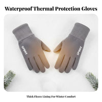 Fleece Lined Gloves Water Resistant Fleece Lined Thermal Gloves Elastic Cuff for Cyclists, Cold Weather, Driving