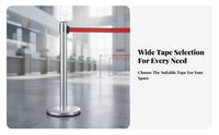 Retractable Belt Stanchion Stable and Anti-Tip Stainless Steel Queue Post Easy Installation Crowd Control Post with Belt for Banks, Airports, Stations