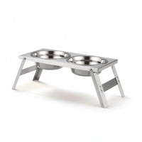 Foldable Dog Feeding Station Stainless Steel Raised Pet Feeder with Bowls Elevated Dog Bowl Stand Collapsible Raised Pet Feeder