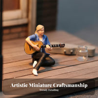 1:64 Scale Guitarist Figure High Intricacy Miniature Musician Model Miniature Scene Figure Lifelike Features Rock Band