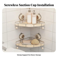 Easy Installation Suction Cup Corner Shelf Waterproof Wall Mounted Triangle Rack Drainage Design for Homeowners, Students, Restroom, Kitchen