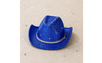 Glittering Blue Cowboy Hat Glittery Headwear Decorative Band Accessory