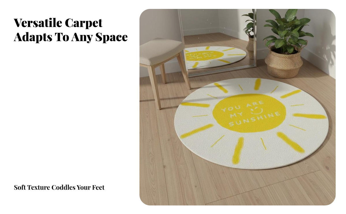 Light Luxury Design Round Area Rug Easy to Clean Circular Floor Mat Wear-Resistant Loop Pile Chair Mat Dense Weave for Pet Owners, Interior Designers, Office Workers, Living Room, Bedroom, Entryway, Kitchen