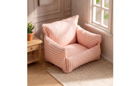 Doll Sofa with Striped Textile Miniature Dollhouse Sofa Compact Couch for BJD Display