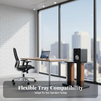 2 Pieces Sand-Fillable Bookshelf Speaker Stand Shock-Absorbing Floor Speaker Stand Wood Grain Finish Home Entertainment Furniture Enhanced Stability for Audiophiles, Media Room