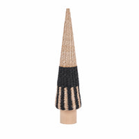 Woven Cone Tree with Wooden Base Minimalist Christmas Tree Decoration Rustic Holiday Accent Handmade for Windowsill