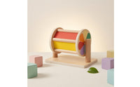 Child-Centered-Style Tabletop Sensory Drum Wooden Textile Drum Toy Early-Learning for Babies 4-12 Months