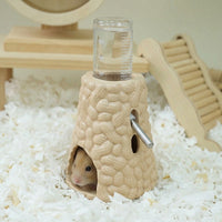 Ceramic Hamster Water Bottle with Hamster Hide, Floor-Standing Ceramic Water Bottle for Gerbils, Chew-Resistant Anti-Leak Design, 11x10x13cm