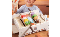 Wooden Role Play Grill Slatted Top Tabletop Barbecue Grill Toy Smooth Edges for Children