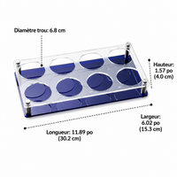 Blue Acrylic Liquor Glass Rack, Holds 8 Glasses, Shot Glass Display Stand, Practical and Elegant Party Accessory