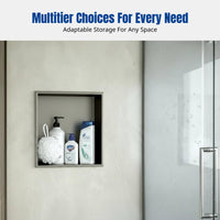 Hollow Stainless Steel Niche Shelf, Built-In Bathroom Organizer, Multitier Metal Storage Cabinet